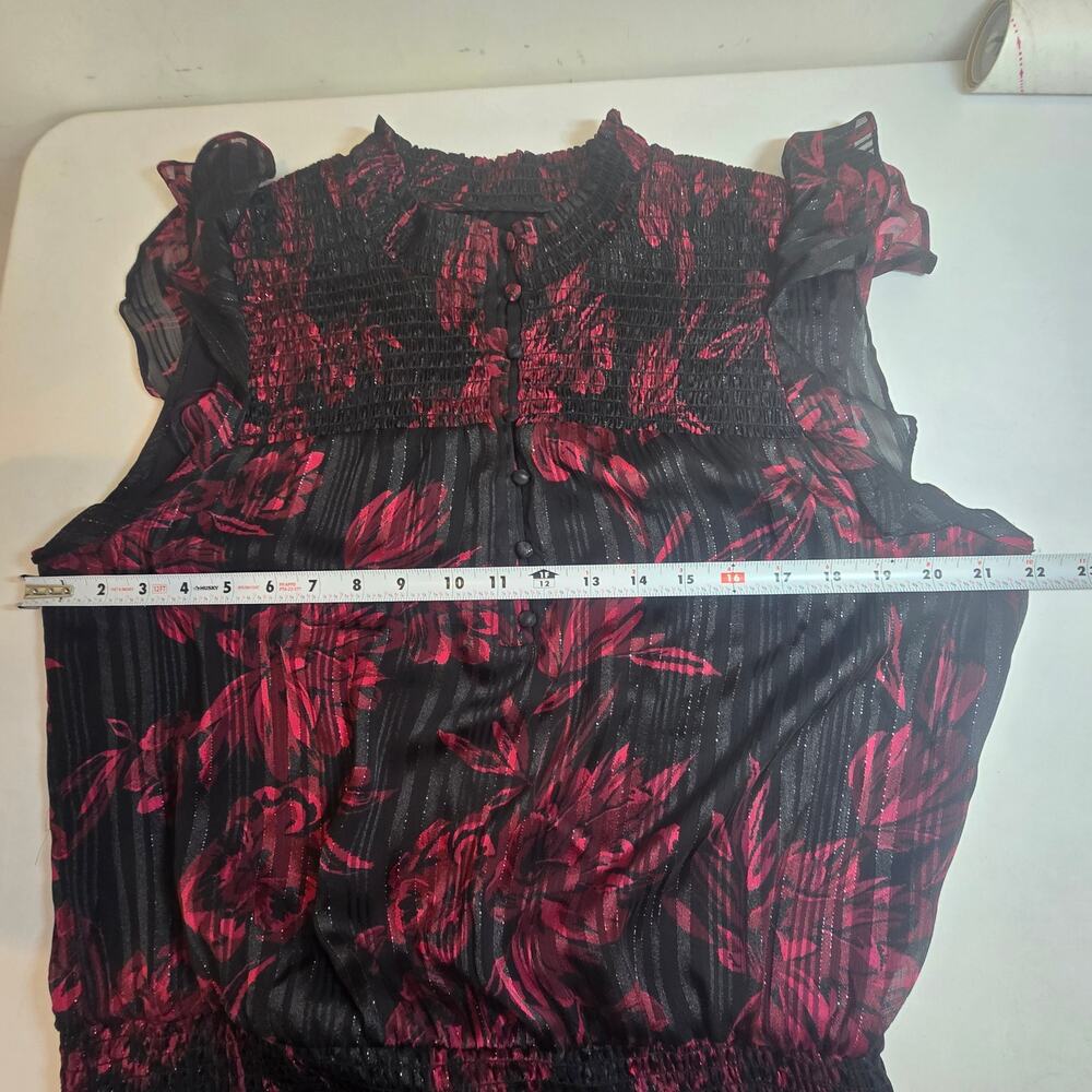 White House Black Market Smocked Waist Ruffle Midi Dress. Size L. Ret $160 - Picture 6 of 12